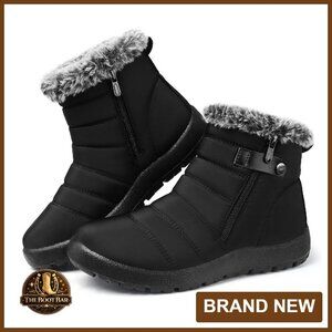 Women's Waterproof Fur-Lined Snow Boots Non-Slip Ankle Booties